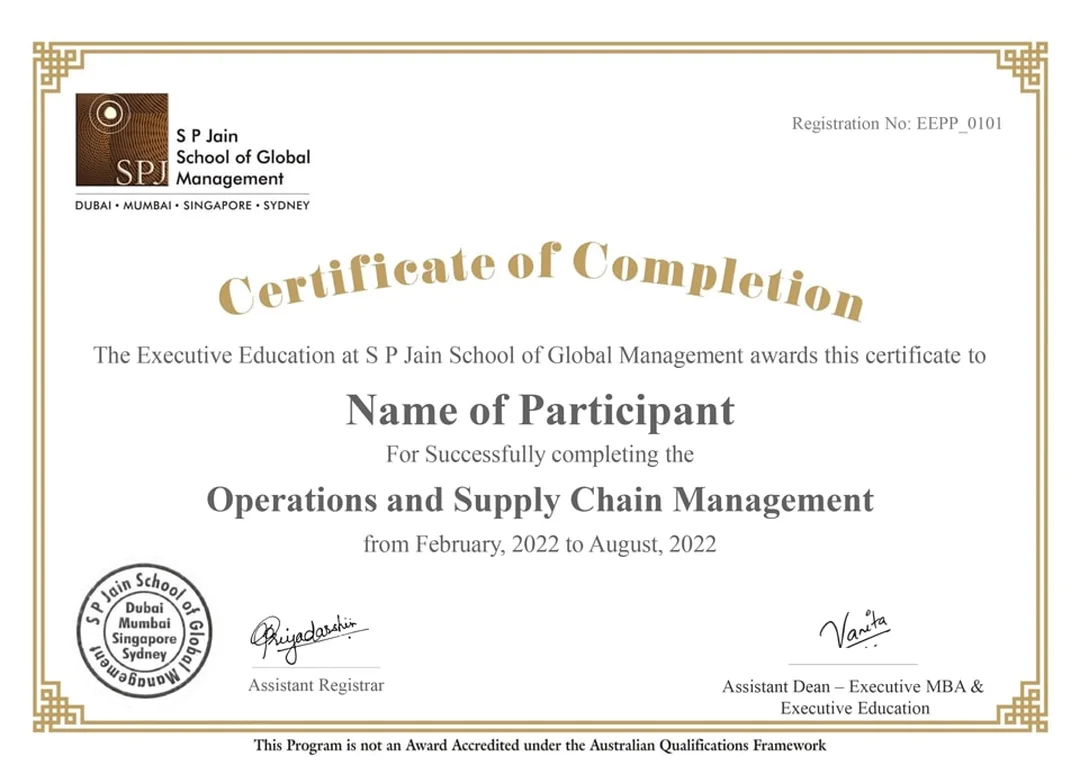 Mẫu chứng chỉ supply chain management certification Mẫu chứng chỉ supply chain management certification cho chuyên viên SCM