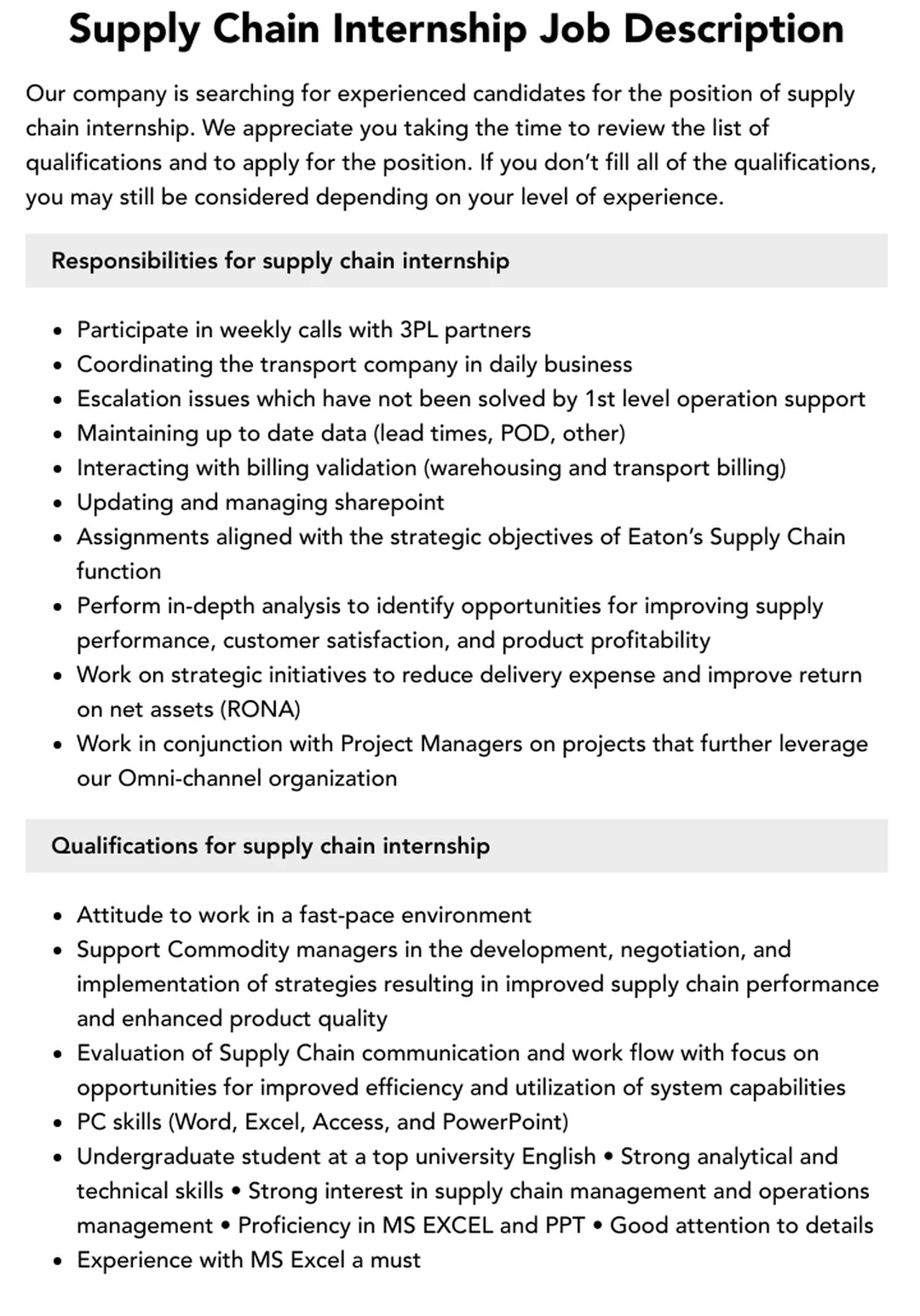 mô tả công việc supply chain management internships supply chain management internships và mô tả công việc thực tập